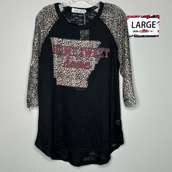 Tops - Arkansas Large Southern Grace leopard home lace shirt